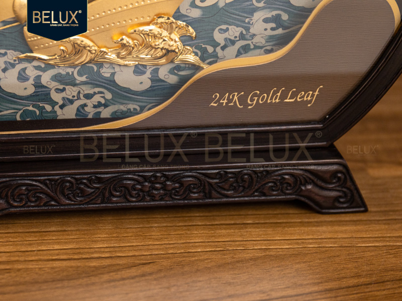 Tranh Thuyền Thuận Buồm Xuôi Gió Dát Vàng 24k 26x30x5.3cm